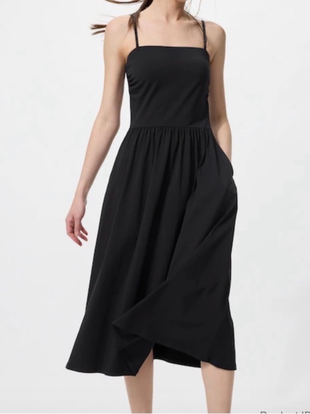 Uniqlo AIRism Cotton Camisole Bra Dress, black, medium, EUC